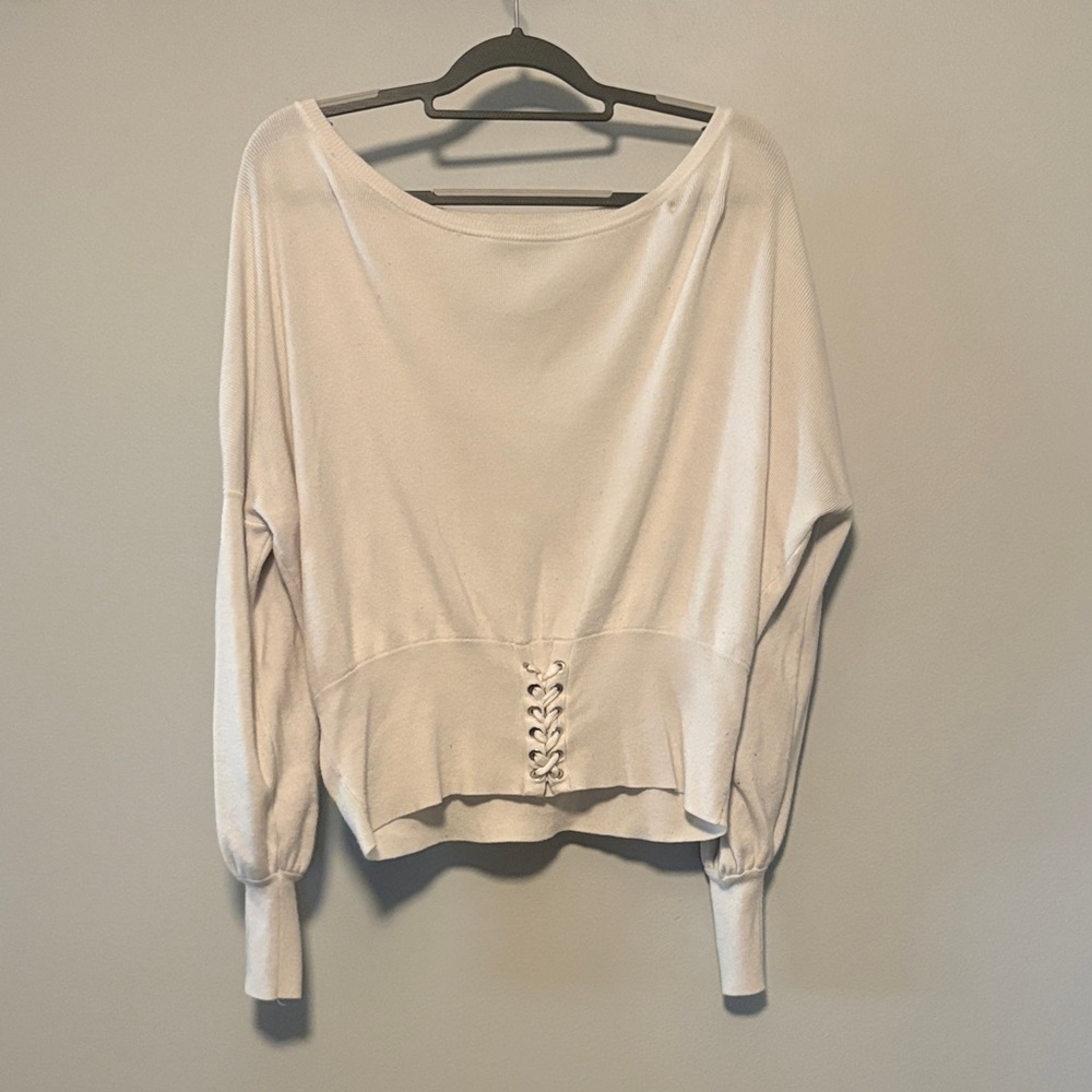 Express Cream Off-the-Shoulder Sweater